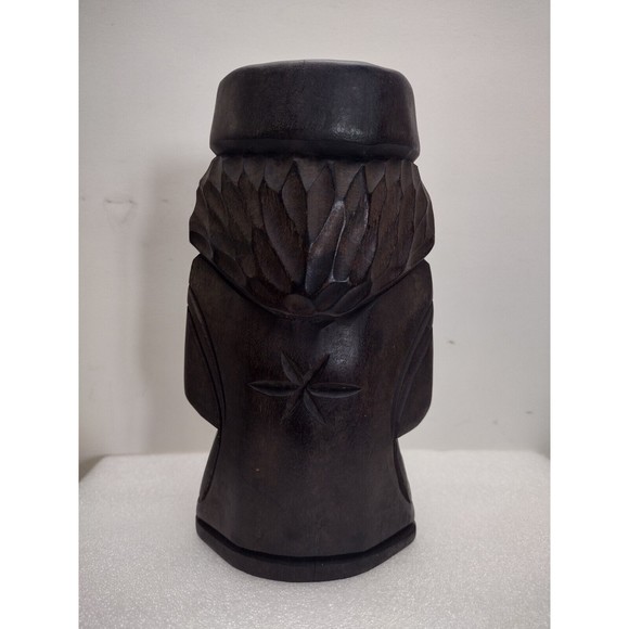 VINTAGE JAPANESE HOKKAIDO AINU CARVED STATUES MAN & WOMAN 7" TALL FOLK ART - Picture 5 of 13